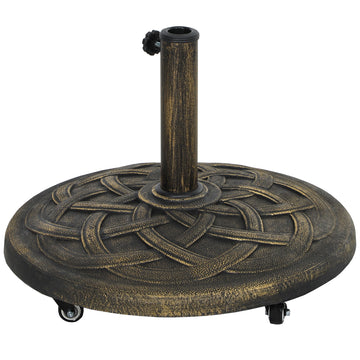 Round Patio Umbrella Base with Wheels, 44 lbs Resin Umbrella Stand Base, 1.3