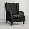 Faux Leather Accent Chair with Thick Padding for Living Room, Bedroom, Home Office, Black