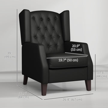 Faux Leather Accent Chair with Thick Padding for Living Room, Bedroom, Home Office, Black