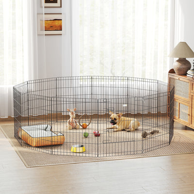 30inch Foldable Metal Exercise Pet Playpen Yard Dog Puppy Kennel Cage 12 Panel