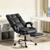 Executive Office Chair, Pet-Friendly Leather Ergonomic Desk Chair with Footrest, Swivel Recliner, Beige