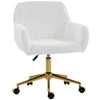 Office Chair, Faux Rabbit Fur Upholstered Vanity Desk Chair, Cream White