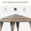 10' x 10' Hardtop Gazebo, Outdoor Gazebo Canopy with UV60+ Polycarbonate Roof, Curtains, Central Hook and Steel Frame for Garden, Lawn, Backyard, Deck, Khaki