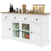 Sideboard Buffet Cabinet with Storage, Coffee Bar Cabinet with Glass Doors and Adjustable Shelves, Distressed