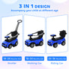 3 in 1 Kid Ride on Push Car Sliding Car, Ride on Toy for Boy Girl Toddlers 1-3 Years Old, with Horn Music Light Function Secure Bar, Blue