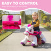 Qaba 12V Unicorn Ride on Toy, Battery Powered Kids Electric Ride on Horse with Carrot Toy, Comb, Animal Sounds, for Age 18-36 months