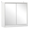 Wall Mounted Bathroom Medicine Cabinet Mirrored Cabinet with Hinged Door 2-Tier Storage Shelves White