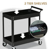 Rolling Tool Cart, 2 Tier Mobile Service Utility Cart with Wheels, Black