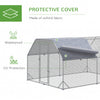 Chicken Run Outdoor, Galvanized Large Metal Chicken Coop Cage, Walk-in Enclosure Poultry Hen Run House Playpen Rabbit Hutch with Flat Roof, Cover, 9.2'x12.5'x6.5', Silver