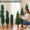 Artificial Pencil Christmas Tree Set of 3, Pre-Lit Christmas Trees with PVC Tips and Warm White LED Lights, Green