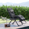 Padded Folding Recliner Chair, Patio Lounger with Cupholder, Adjustable Backrest, Removable Cushion, Black