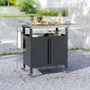 Outdoor Grill Cart Table with Foldable Side Table, BBQ Grill Stand with Stainless Steel Top & Hooks, 45.7