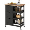 Kitchen Cart on Wheels, Rolling Kitchen Island Cart with Wood Top, 3 Drawers and Shelves for Home Dining Area