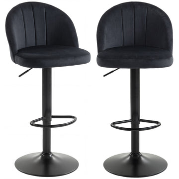 Bar Stools Set of 2, Swivel Counter Height Barstools with Footrest, Black