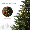 5ft Prelit Artificial Christmas Tree with 542 Tips, Warm White LED Lights, Steel Base, Hinged Xmas Tree, Auto Open