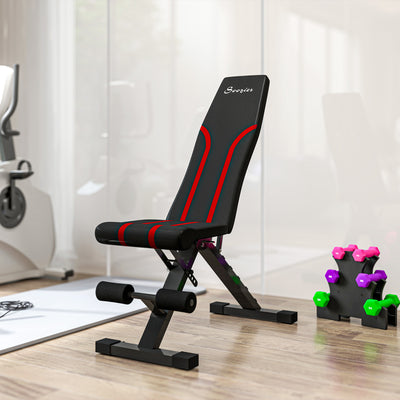 Banc de musculation réglable Soozier, banc d'entraînement pliable avec siège et dossier multi-angles, banc plat ou incliné pour gym à domicile
