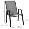 Set of 4 Outdoor Dining Chairs, Heavy Duty Stackable Patio Dining Set with Armrests for Balcony Garden, Dark Grey