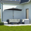 9.8ft Half Umbrella Semi Round Patio Parasol with Crank Handle, Top Vent for Garden, Balcony- NO BASE INCLUDED, Black