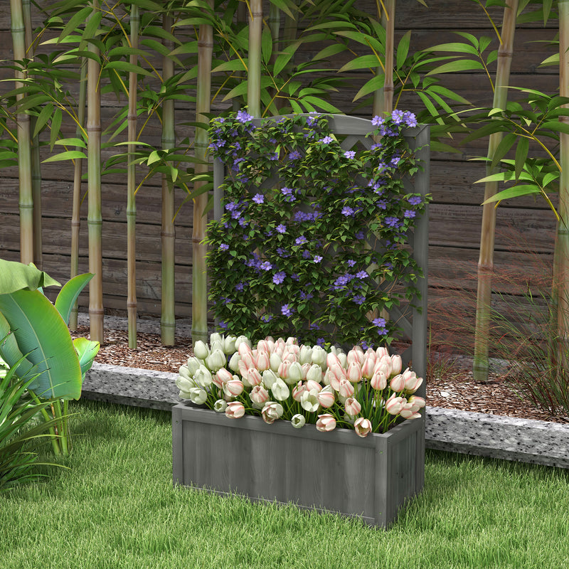 Wood Planter with Trellis for Vine Climbing, Raised Garden Bed to Grow Vegetables for Backyard, 28