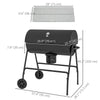 Barrel Charcoal BBQ Smoker, Barbecue with 420 sq.in. Cooking Area, Wheels, Ash Catcher, Black