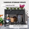 Wooden Raised Garden Bed, Elevated Planter Box with Storage Shelf, Drainage Holes and Liner, 34