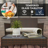 4 Pieces Wicker Outdoor Balcony Furniture Set Rattan Patio Furniture Set with Loveseat Chairs Glass Coffee Table