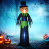 8ft Halloween Inflatable Pumpkin Head Ghost in A Hat, Outdoor Blow-Up Decoration with LED Lights for Yard Display