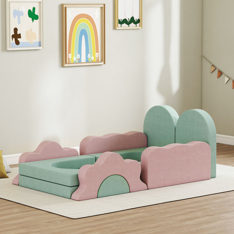 Qaba - Jouets d'escalade en 12 pièces pour tout-petits avec piscine à balles (balles non incluses), ensemble de jeu d'activités d'escalade et de rampement intérieur, gris