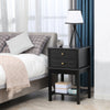 Modern Sofa Side Table, Accent End Table with Drawers and Storage Shelf, Nightstand for Bedroom Living Room, Black