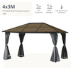 10' x 13' Hardtop Gazebo Aluminum Framed Marquee Party Tent Shelter with Mesh Curtains & Side Walls - Grey, Dark Grey