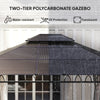 10' x 12' Outdoor Gazebo Canopy, Double Roof Hardtop Gazebo with Polycarbonate Roof, Steel Frame, Nettings and Curtains, for Garden, Lawn, Backyard and Deck
