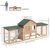 Large Rabbit Hutch Wood Bunny Cage Outdoor Guinea Pig House with Double Runs Slide Out Tray Ramps, 83