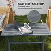 Outdoor Side Table with Slatted Tabletop, Metal Patio Coffee Table for Garden, Balcony, Dark Grey