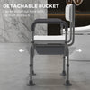 3-in-1 Shower Chair with Back, Adjustable Bedside Commode, Raised Toilet Seat w/ Rubber Foot Pad for Seniors, Disabled