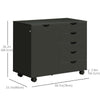 Lateral Filing Cabinet, 5-Drawers File Cabinet with Door and Adjustable Shelf, Mobile Office Storage Cabinet on Wheels, Printer Stand for Home Office, Black