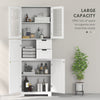 Floor Bathroom Storage Cabinet, Tall Bathroom Cabinet with Adjustable Shelves, for Kitchen, Living Room, White