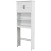 Modern Over The Toilet Storage, Bathroom Cabinets Over Toilet with Open Shelves and Double Door Cabinet, White