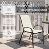3 Pieces Bistro Set, Small Patio Furniture Set with Stackable Mesh Chairs, Glass Table for Garden, Balcony, Beige