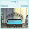 Outdoor Dog House Extendable Wicker Dog Bed with Soft Cushion Washable Cover, for Small and Medium Dogs, Blue