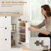 Farmhouse Kitchen Island Cart with Power Outlet and Soft-Close Doors, 49