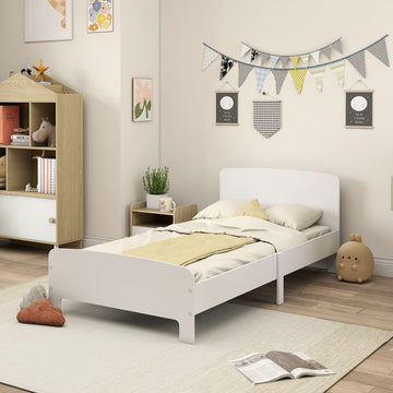 Qaba Bed Frame for Girls and Boys, Bedroom Furniture, White