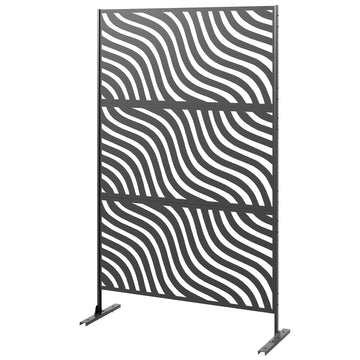 Metal Outdoor Privacy Screen, Freestanding Outdoor Divider with Stand, 78
