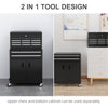 6-Drawer Rolling Tool Chest, 2 in 1 Lockable Storage Cabinet with Hooks, Metal Tool Box for Garage, Workshop, Black