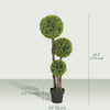 45 Inch Potted Fake Plant Set of 2, Artificial Boxwood Topiary Tree, Triple Ball Tree for Indoor and Outdoor, Green