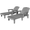 Set of 2 Tanning Chair, 5 Positions Adjustable Outdoor Lounge Chairs with Foldable Side Table