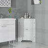 Modern Bathroom Storage Cabinet, Corner Cabinet with Doors, Bathroom Cabinet with Adjustable Shelf and Recessed Door, White