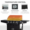 4+1 Burner Liquid Propane Gas Grill Outdoor Cabinet Style BBQ Trolley w/ Side Burner, Warming Rack, Side Shelf, Storage Cabinet, Thermometer, 4 Wheels, Carbon Steel