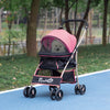 4 Wheels Pet Stroller, 3 in 1 Dog Cat Travel Folding Carrier, for Small Dogs, Detachable, w/ Brake, Canopy, Basket, Storage Bag - Pink