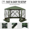 12' x 12' Hexagon Automatic Pop Up Screen Tents Camping Shelter Picnic Canopy Outdoor Sun Shade with Mesh Sidewalls and Carry Bag