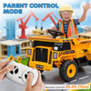 Qaba Kids Electric Car, Ride On Dump Truck, 12V Ride On Toy with Electric Dump Bed and Remote Control, Yellow